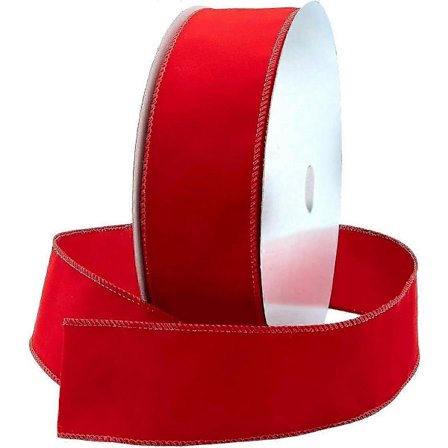 Punainen samettinauha, jossa rautalanka, 6,35 cm (2 1/2) leveä, 45,7 m, langallinen reuna - Lahja