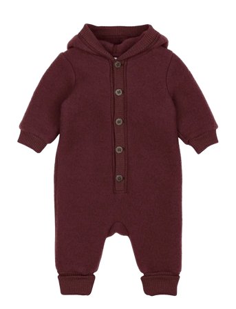 mikk-line Wool Baby Suit W. Hood - Burgundy - 98