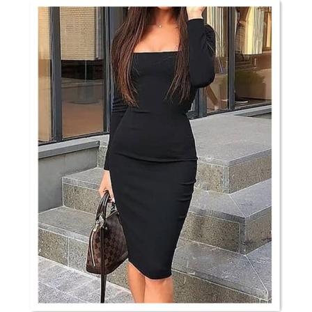 Dam Elegant Sexig Svart Blå Röd Cocktail Party Slim Fit Klänning