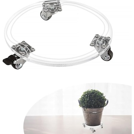 2025 Lämpligt Krukväxtställ Med Hjul Diameter 22*4.5cm Akryl Växtvagn Växthållare På Hjul Krukvagn För