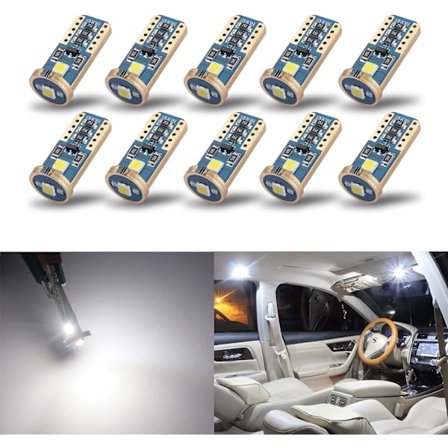 Sett med 10 nye ekstremt lyse kile T10 168 194 LED-pærer for bilens interiør, kuppel, kart, dør, høflighet, skiltlys