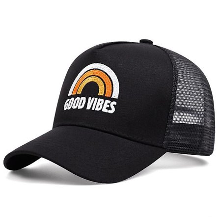 GOOD VIBES broderad basebollkeps utomhus sport keps solskärm keps GOOD VIBES Svart