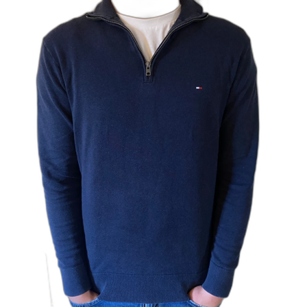 Marinblå half zip-tröja Tommy Hilfiger