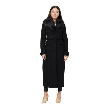 Fracomina, Belted Coats Zwart, Dames, Maat:L