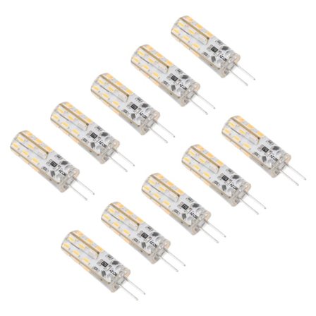 10 stk G4 LED-lampe 1,5W DC12V Varmhvit 3000K 110LM Bi Pin