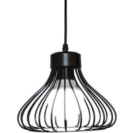 Hängande lampa Bur Industriell Vintage Metall Retro ?23cm, Kronljusklocka Edison Lampor Bas E27, Svart