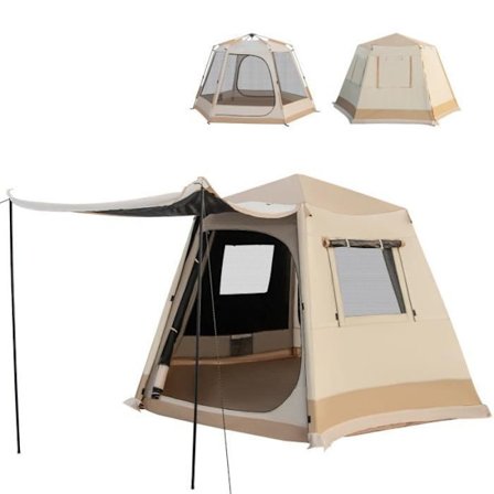 COSTWAY Instant campingtält 6 personer 330 x 270 x 200 cm - Automatiskt stöd - Framtält - Anti-UV-tyg, vattentätt