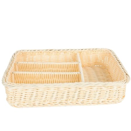 Rektangulær Bakke Vævet Brødbakke Flettet Bestik Kurv Køkkenredskab Skuffe Organizer