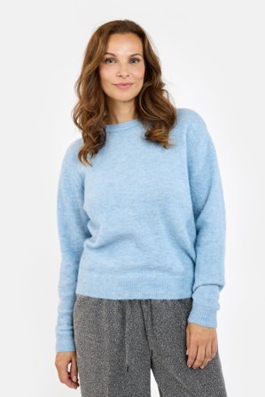 B. COPENHAGEN - Langærmet Strik - Lys Blå - Åben Ryg