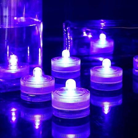 Violetti vedenpitävä vedenalainen pyöreä mini LED-teevalot upotettava