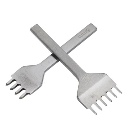 2 stk. læderprikningsjern 6mm 4 tænder 6 tænder hvidt stål læderpuns spejlpolering læderværktøj til DIY