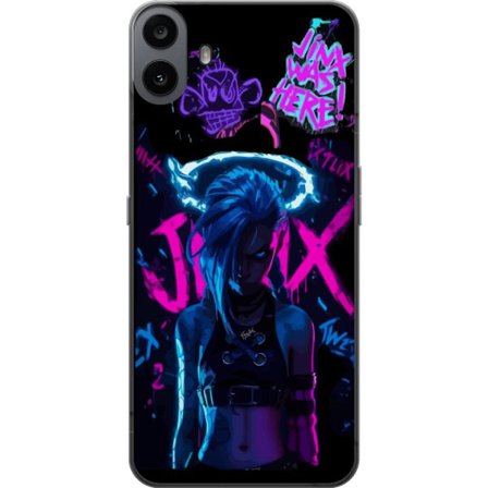 Kompatibelt Mobilskal till Nothing Nothing CMF Phone 1 Jinx affisch Arcane League of Legends LoL karaktär neon graffiti spel fanart Netflix anime des