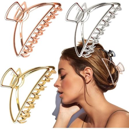 Pakke med 3 store metal hårspænder til kvinder (4,13 tommer)