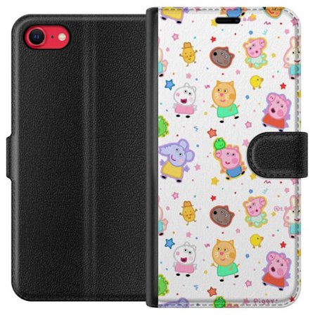 Kompatibelt Lommeboketui til Apple iPhone 8 Fargerike tegneserie dyrekarakterer i en leken stil med stjerner og prikker på en lys bakgrunn