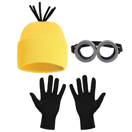 3 st Kostymtillbehör Vuxen Gul Mössa Stickade Hattar Steampunk Glasögon Svarta Handskar Halloween Cosplay Party-WELLNGS