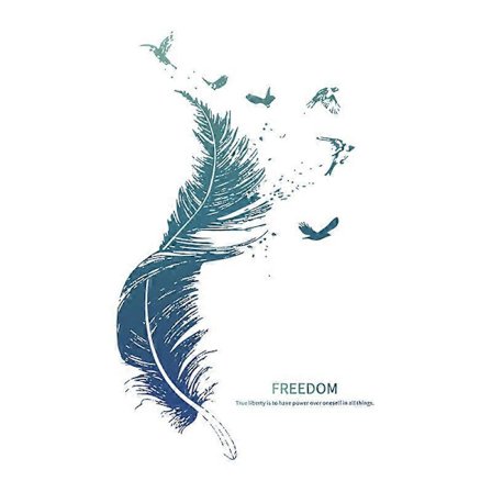 Seinätarra SULKA sinisenä I Seinäkuvat: 72x124 cm I Seinätarra olohuone modernit sanonnat lintu I Seinäkoriste keittiöön makuuhuoneeseen 