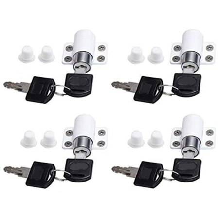 Skyvedørslås Sikkerhet 4 Stykker med Nøkkel for Skyvedør, Barnesikring Låser Barnevennlig Dørlås Hjemmesikkerhet
