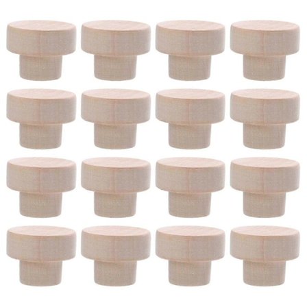 16 stk. Tre Knotter til Skuffer Runde Skuffe Dørhåndtak Møbler Trehåndtak