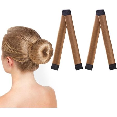 (Ljusbrun) 2-delad Bun Maker-set, Hårstiltillbehör