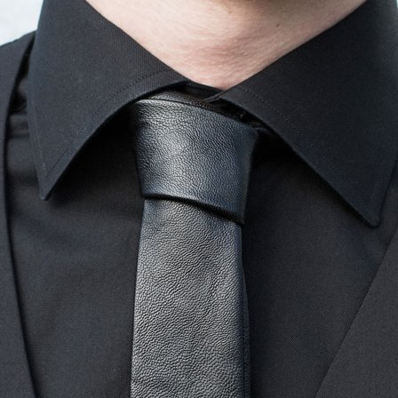 Corbata de cuero sintético negra para hombres - Corbatas estrechas