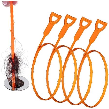 Avløpsrenser Slange, Rørlegger Toalett Hår Slange Avløpsrens Auger Catcher for Kjøkken, Vask, Bad, Badekar, Dusj(4 Pakke 20inch)