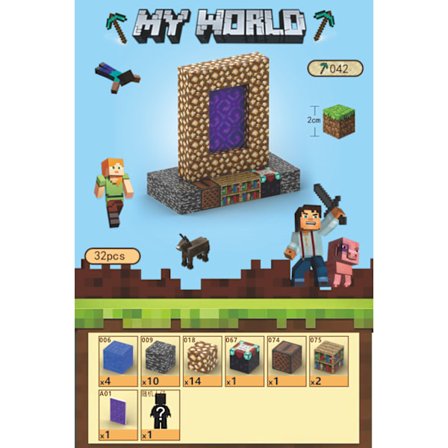 Minecraft Byggeklosser, Magnetiske Byggeklosser Leke - Himmelporten 32 Klosser, 1 Figur