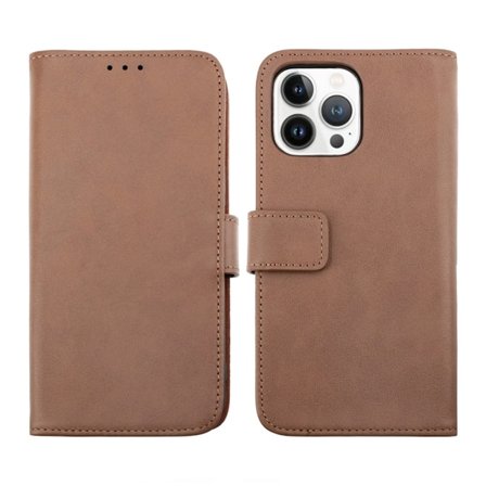 iPhone 14 Pro Max Plånboksfodral Läder Rvelon - Brun