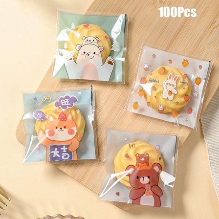 100 stk Cookies Emballagepose Selvklæbende poser 3 3