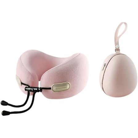 Memory Foam Rejse Nakkepude – Ergonomisk og kompakt design, egnet til fly, bil og lange rejser (pink)