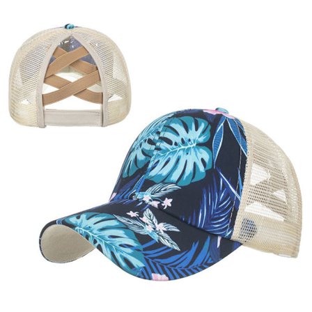 Kors elastisk mesh hästsvans baseball keps unisex justerbar baseball keps casual solhatt för flickor