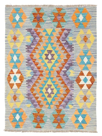 Tissé À La Main Kilim Afghan Old Style Tapis 129X172 De Laine Gris/Orange Petit