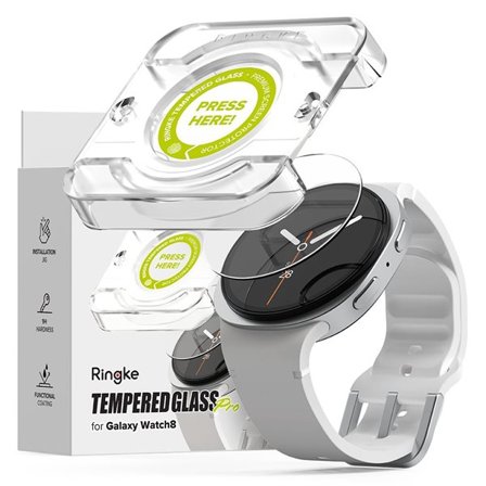 Ringke Tempered Glass Pro 2-pakning for Samsung Galaxy Watch 8 44mm - gjennomsiktig