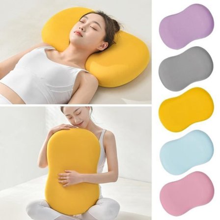 (Gul) Ergonomisk cervical memory foam pute 55x35cm sidepute med vaskbart trekk gul