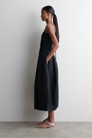 COS Women's Vestido Midi Fruncido in Azul