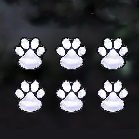 Paw Print Solar Lights - Solar Outdoor Garden Decoration Waterproof, Cat Dog Animal Lights (Set of 6)