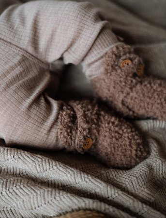 Smallstuff Booties Bouclé Merino Wool - Brown - 92-98