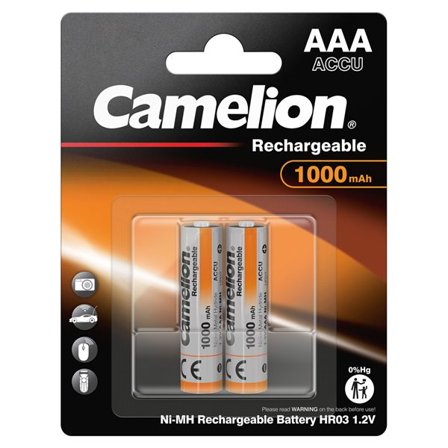 Camelion Ni-MH HR03 AAA oppladbare batterier 1000mAh 1,2V 2-pk