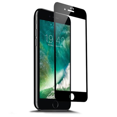 iPhone 8 Plus HD Skärmskydd Kolfiber Härdat Glas Svart