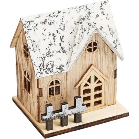 Julbelysning i trä, hus, by, juldekoration