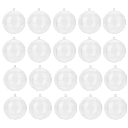 20 st genomskinliga julgranskulor i plast, 5 cm