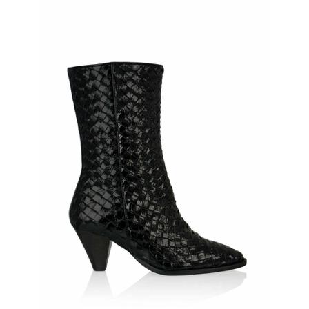 Dwrs, Samara - Westernboots Zwart, Dames, Maat:38 EU,leer,gevlochten