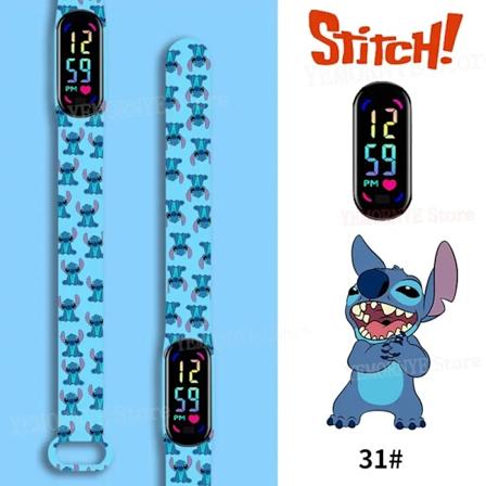 Disney Stitch Digitale Børneur Animefigurer LED Touch Lysende Børne Sport Armbånd Vandafvisende Digitalt Ur Fødselsdagslegetøj Dark yellow