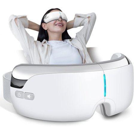 Øjenmassage med varme, opvarmede øjenmasker til tørre øjne, øjenmassage til migræne med Bluetooth-musik, 5 tilstande, smart øjenpleje-enhed
