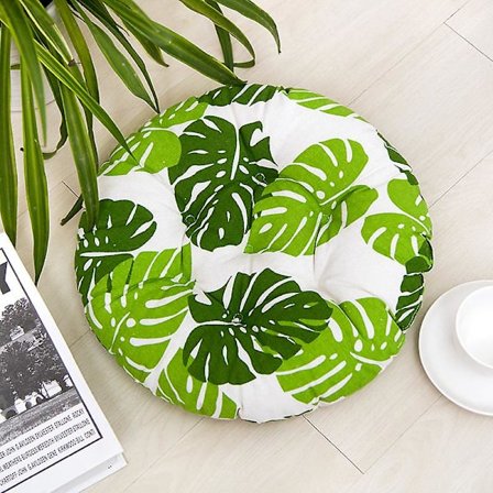 Feuilles vertes Rond Coussin de Chaise Galette de Chaise pour Maison Bureau Jardin Coussin Decoratif pour Terrasse Tatami Sige Intrieur Extrieur 45*45