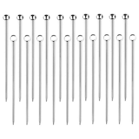 20 kpl (pallopää + pyöreä pää) 11 cm ruostumattomasta teräksestä valmistetut hedelmätikut