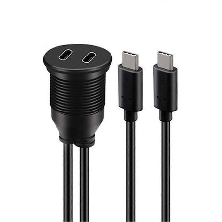 USB Type C -jatkojohto 1M Uros-Naaras Kaksoisportti Vedenpitävä Autoteline Upotettava Johto Autoon Kuorma-autoon