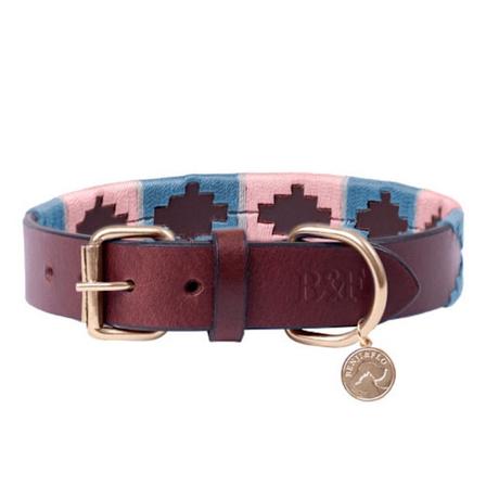 Benji & Flo Sublime Polo Läder Hundhalsband L - Halslinje: 46cm- Grape/Riviera Blue L - Neckline: 46cm-56cm