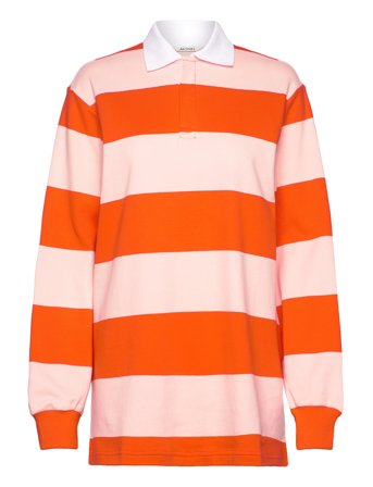 Monki Long-Sleeved Rugby Mini Dress - Orange - M