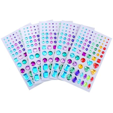 Självhäftande strassklistermärke Bling Craft Jewels Crystal Gem Stickers, olika storlekar, 5 ark (