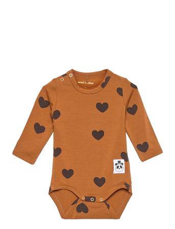 Basic Hearts Ls Body Tencel Bodies Long-sleeved Brun Mini Rodini